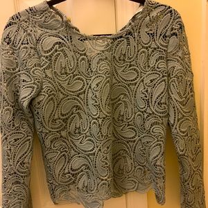 Karina Grimaldi blue lace blouse, size medium